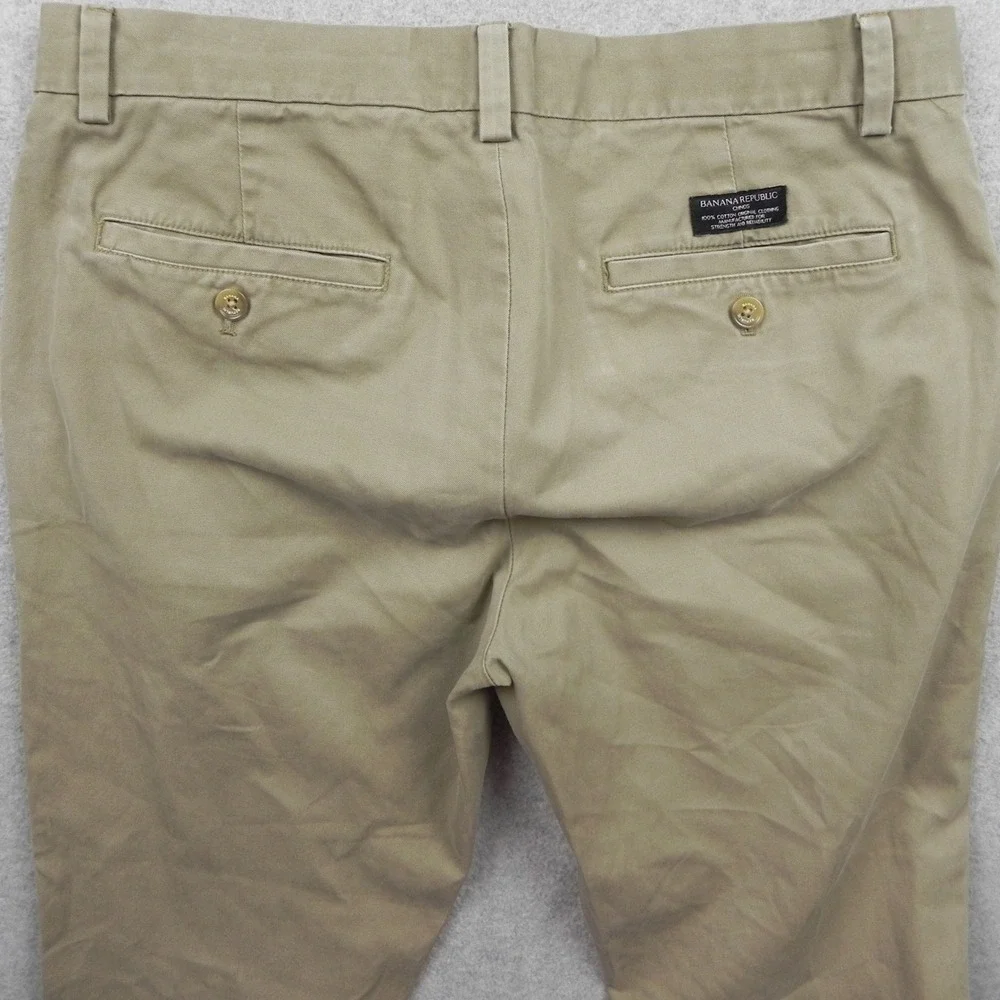 Banana Republic Fulton Chino Mens 32x34 Slim Fit Khaki Tan Cotton Pants Trousers